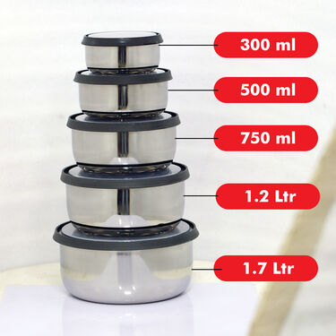 10 Pcs Steel Push & Lock Bowl Set (10PL2)