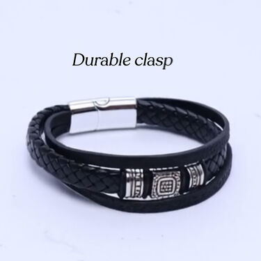 3 Layered Men's Leatherite Bracelet (MGJC2)