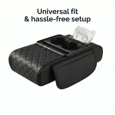 Car Armrest Cushion Organiser With Tissue & Cup Holder (CIC2)