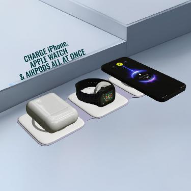 3 in 1 Magnetic Foldable Wireless Charger for iPhone + Apple Watch (MWC)