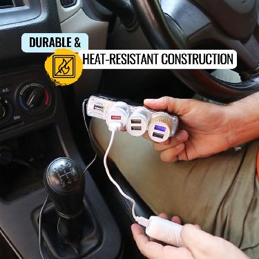 12V 3 Socket +2Fast USB Car Charger (LSSC)