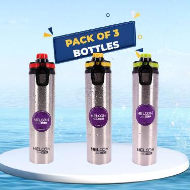 Pack of 3 Stainless Steel Water Bottle (3B8)