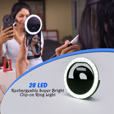 28 LED Rechargeable Super Bright Clip-on Ring Light (LRG)