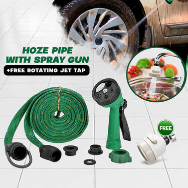 Hoze Pipe with Spray Gun + Rotating Jet Tap Free