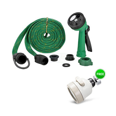 Hoze Pipe with Spray Gun + Rotating Jet Tap Free