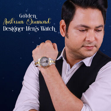 Golden Austrian Diamond Designer Watch (MGW28)