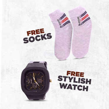 Leatherite Shoes + FREE Socks + FREE Stylish Watch (SSC34)