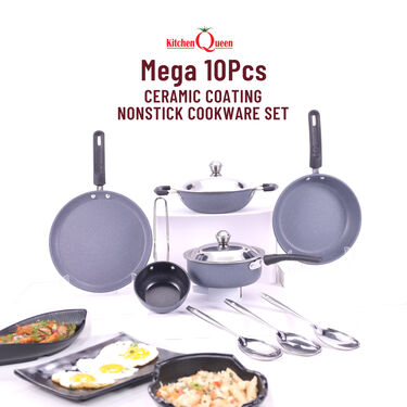 Mega 10 Pcs Ceramic Coating Nonstick Cookware Set (10CCNC1F) – Quicketail