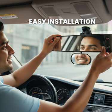 Car Interior Rear View Dual Mirror With Compass & Thermometer (IRVM1)