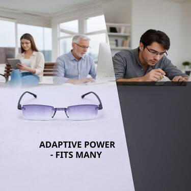 Rimless Coloured Adaptive Power Reading Glasses  Buy 1 Get 2 Free (3CORG4)