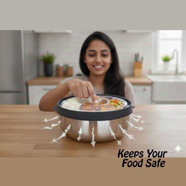 5 Stainless Steel Bowl + 5 Push & Lock Lid with Free Serving Spoon (10PL6)
