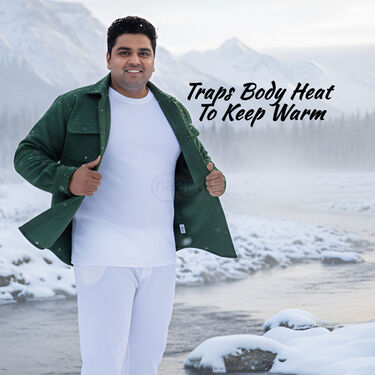 Warm And Comfortable White Plus Size Thermal Set For Men (WTP1)