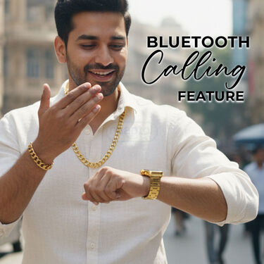 Big Screen Golden Metal Calling Smart Watch With Golden Chain And Bracelet (BCSW49)