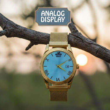 Golden Magnetic Belt Watch With Date (MGW32)