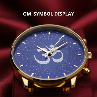 Golden OM Watch With 3D Shiva Ring (GWSR1)