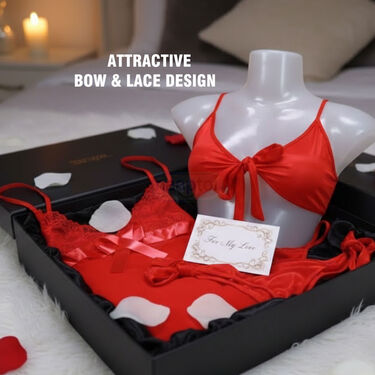 Sensational Honeymoon combo - Stylish Babydoll Nighty + Elegant Lingerie Set (BDBP)