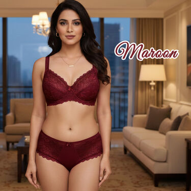 Pack of 3 Elegant Designer Lace Bra And Panty Set (3BP3)