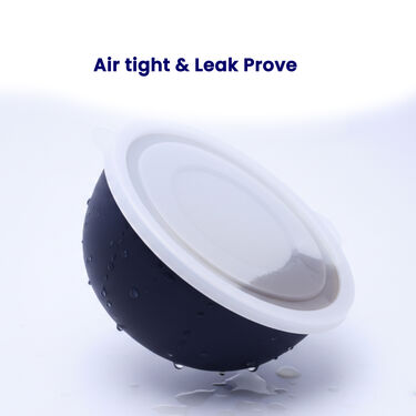 Pack of 3 Microwaveable Stainless Steel Bowl Set With Airtight Lids + Free 3 Serving Spoons (3MB3)