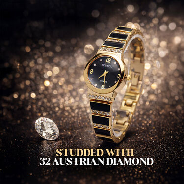 Ladies Black & Golden Watch (LWC9)