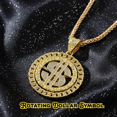 Austrian Dimaond Rotatable Doller Pendant with Golden Chain (MGJC3)