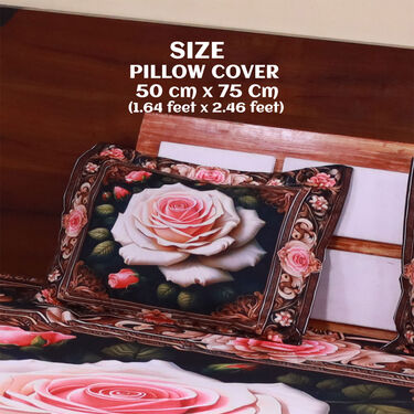 3D Royal Rose King Size Double Bed Sheet With 2 Pillow Covers (DBS36)