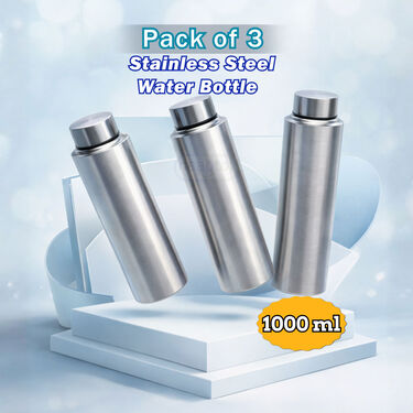 Pack of 3 Stainless Steel Water Bottles - 1 Ltr (3B9)