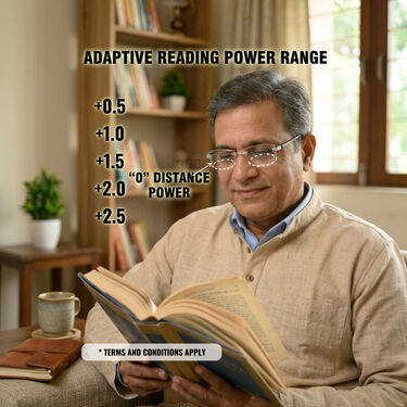 Rimless Adaptive Power Bifocal Reading Glasses (1BORG)