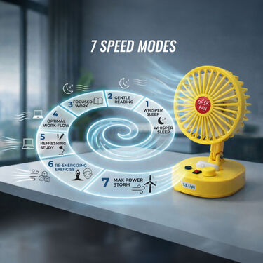 Rechargeable High-Speed Fan With Emergency Light (EF38)