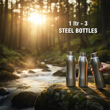 Pack of 3 Stainless Steel Water Bottles - 1 Ltr (3B11)