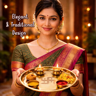 5 Pcs Golden Pooja Thali Set (5SPT1)