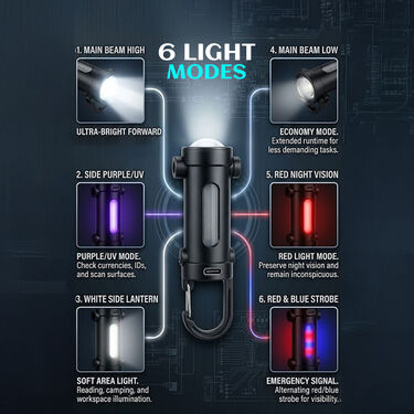 Rechargeable Ultrabright Keychain Flashlight With Emergency Light (LL46)