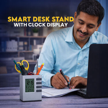 Time Clock Computer Stand Smart Desk Stand with Clock Display (DSD) – Quicketail