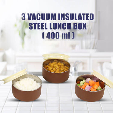 3 Vacuum Insulated Steel Lunch Box with Steel Bottle (3ISLBB2)