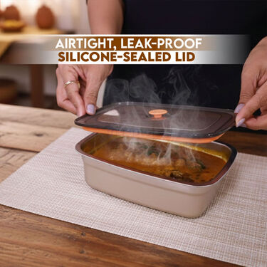 Pack of 2 Stainless Steel Microwavable Container With Airtight Lid (2SMC1N)