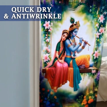 Radha Krishna Floral Bliss Curtain (CU19)