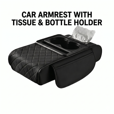 Car Armrest Cushion Organiser With Tissue & Cup Holder (CIC2)
