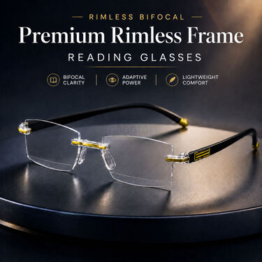 Rimless Bifocal Adaptive Power Reading Glasses (1BORG5)