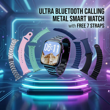 Ultra Bluetooth Calling Metal Smart Watch with Free 7 Straps (BCSW62)