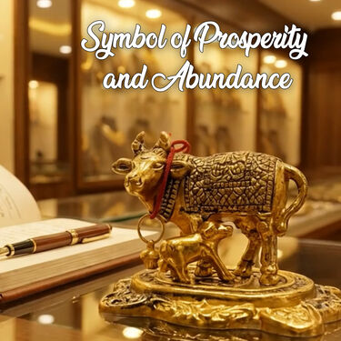 Golden Kamdhenu Cow with Calf (SJC1)