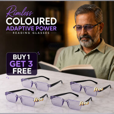 Rimless Coloured Adaptive Power Reading Glasses Buy 1 Get 3 Free (4CORG7)