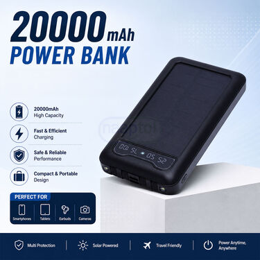 20000 Mah Solar Powerbank With Inbuilt Cables (PB34A)