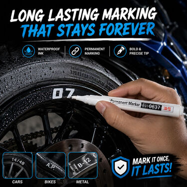 Pack of 10 Waterproof White Marker Pens For Cars and Bikes (STA3)