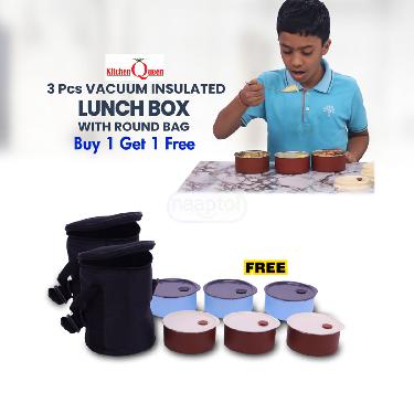 3pcs Vacuum Insulated Lunch Box with Round Bag - Buy 1 Get 1 Free (3MLB1)
