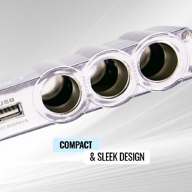 12V 3 Socket +2Fast USB Car Charger (LSSC)