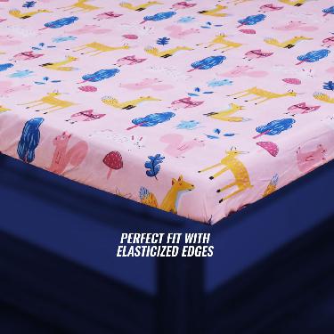 Animal Printed Fitted Double Bed sheet with 2 Pillow Covers (DBS20)
