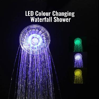 LED Color-Changing Waterfall Shower