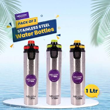 Pack of 3 Stainless Steel Water Bottle (3B8)