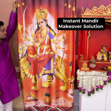 Durga Maa Design Printed 3D Curtain (CU7)