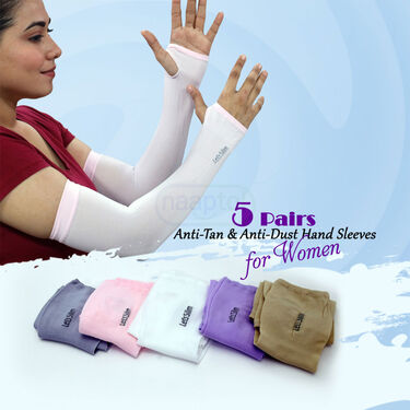 5 Pair Of Sun Protector Hand Sleeves For Women (5HS1)