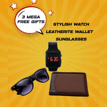 Pack Of 5 Summer Cool Collar T-Shirts With Pocket + FREE Stylish Watch + Leatherite Wallet + Sunglasses (5PTW6)